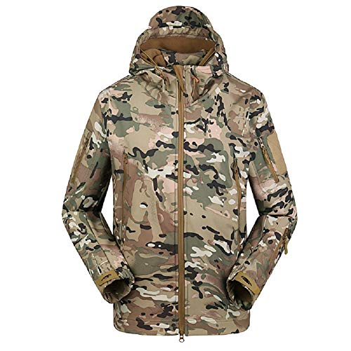 Bruce Lin Impermeable Militar Táctica Camuflaje Chaqueta de Softshell para Hombre,Invierno Termica Cortavientos al Aire Libre Camping Senderismo Caza Chaqueta Deportivas con Capucha