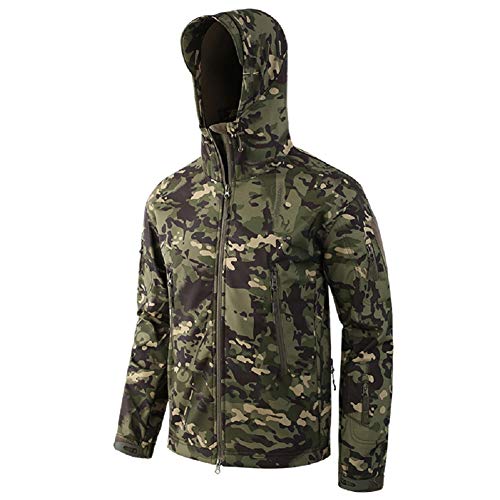 Bruce Lin Impermeable Militar Táctica Camuflaje Chaqueta de Softshell para Hombre,Invierno Termica Cortavientos al Aire Libre Camping Senderismo Caza Chaqueta Deportivas con Capucha