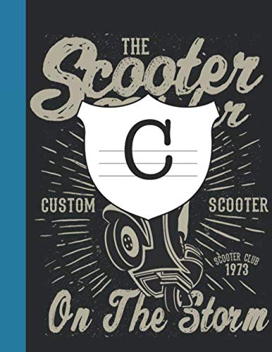 C Scooter Rider: Motorcycle Initialed  Notebook College ruled, for Students and Professionals , 8.5 x 1, 120 Pages