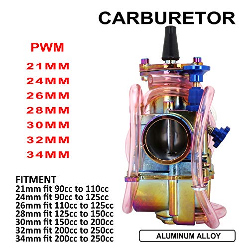 Carburador PWK para motocicleta de 21 mm para Honda Suzuki Kawasaki Yamaha de 90 cc a 110 cc ATV Dirt Bike (multicolor)