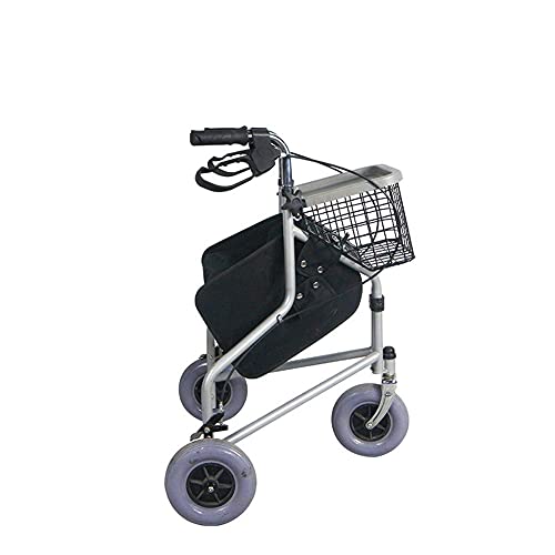 Carro De La Compra Plegable Ultraligero De Viaje De 3 Ruedas Con Frenos, Cesta De La Compra Cesta De La Compra, Asa Ergonómica, Altura Ajustable En 9 Velocidades, Estructura De Acero, Soporte De Carg