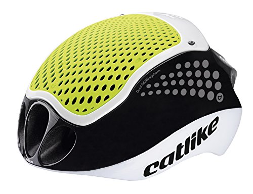 Catlike Cloud 352-2017 Casco de Ciclismo, Unisex Adulto, Blanco/Negro/Amarillo (Fluor), M (57-59 cm)