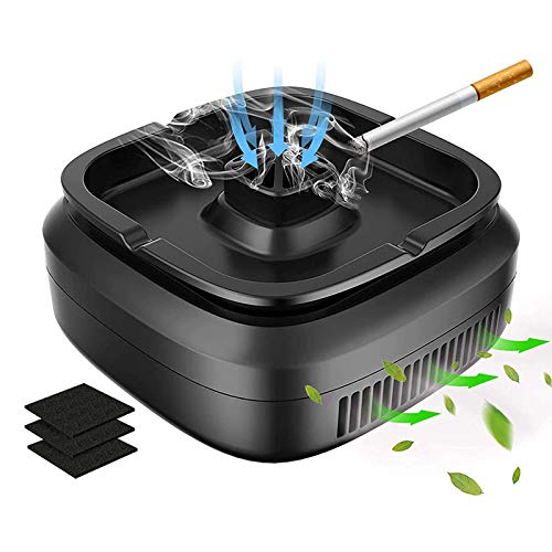 CHENMAO Cenicero Multifuncional sin Humo para Fumador de Cigarrillos, Bandeja de Ceniza de Humo Recargable USB para el automóvil de Oficina al Aire Libre Interior