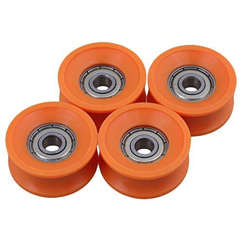 CNBTR Rodamientos sellados con revestimiento de plástico de acero 606ZZ Deep U-Type Guía Polea Rodamiento de bolas 6x30x13mm Naranja Pack de 4