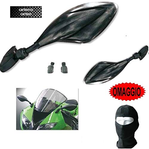 Compatible con Aprilia RS 50 Extrema Pareja DE RETROVISORES para Motocicleta RETROVISORES Carbon Look + Kit DE Ataque M.6 Incluido