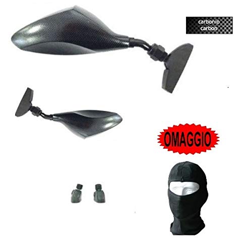 Compatible con Aprilia RS Replica 250 Pareja DE RETROVISORES para Motocicleta Espejo RETROVISOR Far Carbon Look + M.6 Ataque Incluye Espejos Deportivos