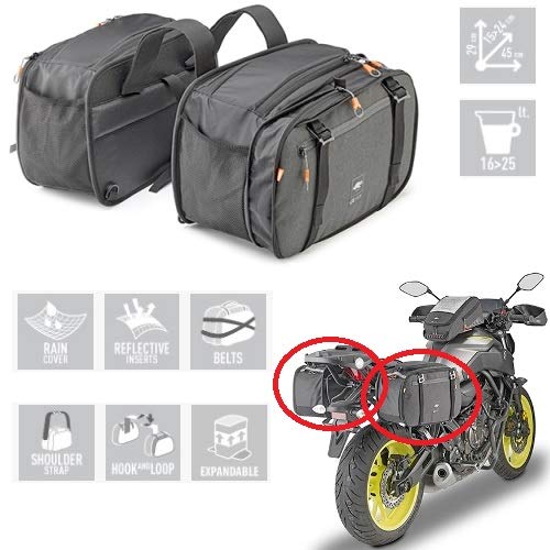 Compatible con Peugeot ELYSEO 100 Roland Garros Pareja Bolsa Lateral para Motos Scooter Kappa AH202 29X15>24X45CM Universal Negro