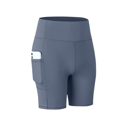 COTOP Pantalones Cortos de Yoga para Mujeres, Pantalones Cortos Deportivos de Cintura Alta de Verano con Bolsillos para Entrenamiento de Gimnasia, Fitness, Trotar, Correr, Motorista