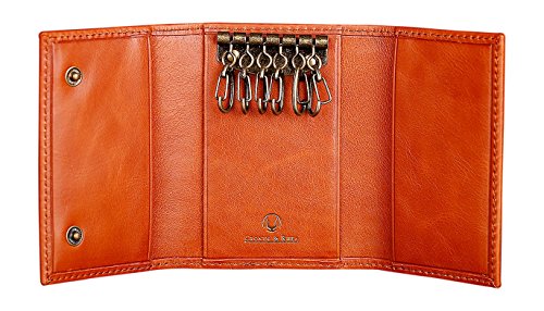 Cronus y Rhea® | Luxury Key Case Exclusive Leather (Janus) | Llavero | Cuero Real | con Elegante Caja de Regalo | Hombres - Mujeres (Coñac)