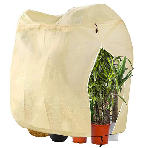 DIAOPROTECT Protección de invierno para plantas,protección invernal para plantas en maceta,protección contra heladas,plantas de invierno,con cremallera y cordón,cubierta para plantas,120 x 180 cm