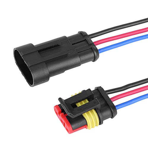 Dibiao Enchufe de Conector Eléctrico de Cable Automático de Coche de 3 Pines a Prueba de Agua con Carcasa de Conector de Plástico para Motocicleta Scooter Coche Marino