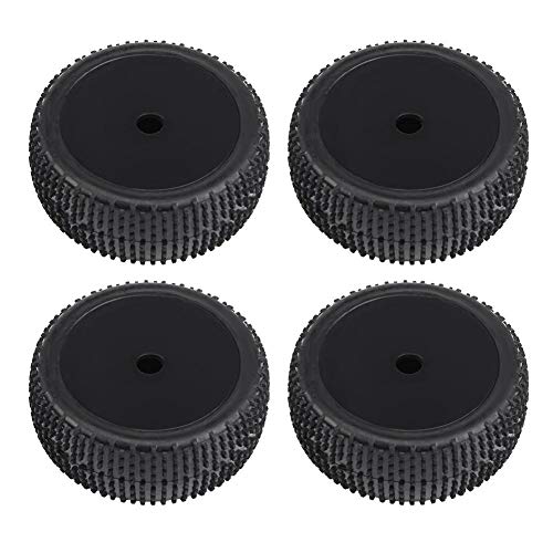 Dilwe 4 Pcs Neumáticos de Goma para 1/8 1/10 Control Remoto Off-Road Crawler Cars Trucks(Negro Sin Agujeros)