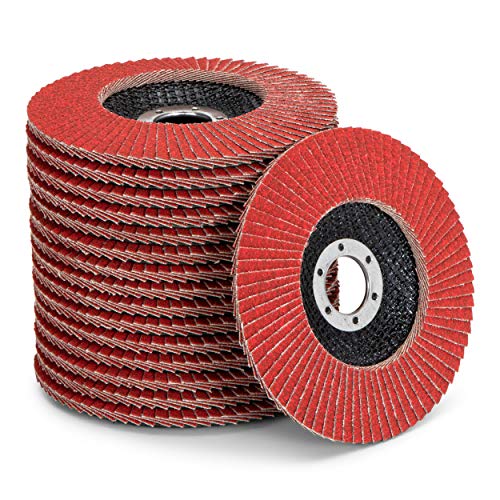 Discos abrasivos de cerámica de alto rendimiento, 10 unidades, diámetro de 125 mm, grano 120, grano de cerámica autoafilable, color rojo