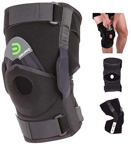 DISUPPO Rodillera de gel abierto con estabilizadores laterales dobles, correas de compresión ajustables y transpirables, para alivio ACL, LCL, MCL, artritis, dolor de tendinitis (Retirable-M)