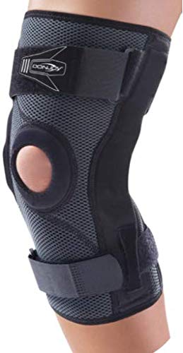 DONJOY Playmaker XPERT SLEEVE Rodillera corta (versión cerrada) con barras laterales policéntricas y anillo rotuliano – Tamaño pequeño (circunferencia del muslo 39 – 47 cm)