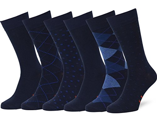 Easton Marlowe 6 PR Calcetines Sutilmente Estampados Hombre - 6pk #4-4, Azul - 39-42 talla de calzado UE