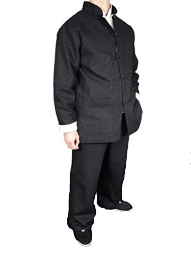 eewopjkj Traje de Uniforme de Taichi de Artes Marciales de Kung Fu Negro de Lino Premium XS-XL Revista Gratis