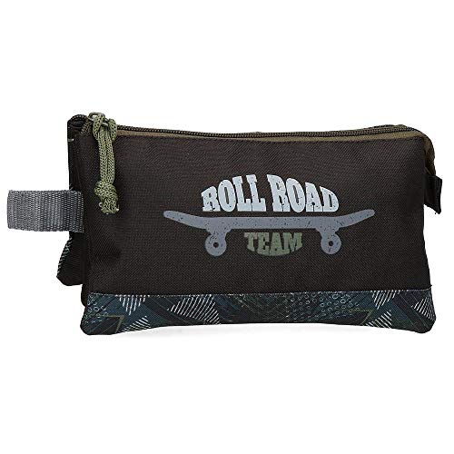 Estuche Tres Compartimentos Roll Road Team, Negro