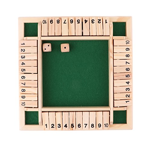 F Fityle Wood Deluxe Family Game Shut The Box Juego Juego de de Madera para 4 Jugadores Juego de Fiesta