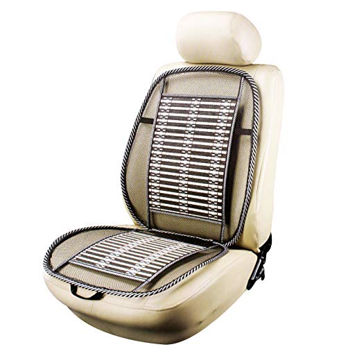 FUREIN Respaldo para Asiento de Coche, Malla Transpirable con Madera de Bambú Natural y Gomas de Sujeción, Tamaño Universal