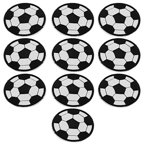 Fydun 10 Piezas de Parches Bordados Patrón de balón de fútbol de 7 cm Coser sobre Hierro en Ropa, Chaquetas, Mochilas, Jean, Faldas