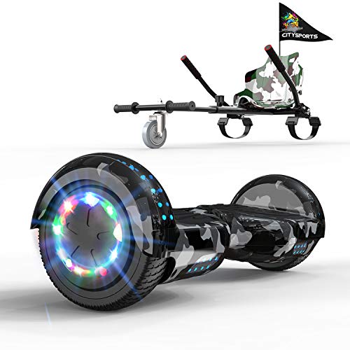 GeekMe Patinete Eléctrico 6.5" con Hoverkart Self Balance Scooter Las Ruedas LED Luces, Scooter eléctrico con Bluetooth Dual Motor 700W