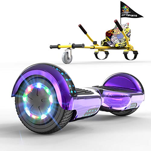 GeekMe Patinete Eléctrico 6.5" con Hoverkart Self Balance Scooter Las Ruedas LED Luces, Scooter eléctrico con Bluetooth Dual Motor 700W