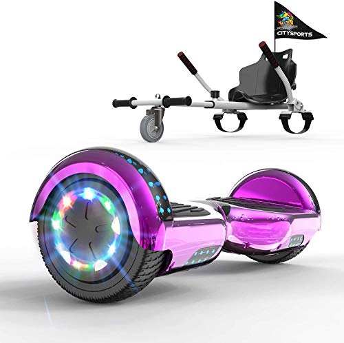 GeekMe Patinete Eléctrico 6.5" con Hoverkart Self Balance Scooter Las Ruedas LED Luces, Scooter eléctrico con Bluetooth Dual Motor 700W