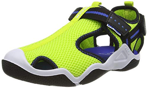 Geox JR Wader A, Sandalias Deportivas, Lime Electric Blue, 34 EU