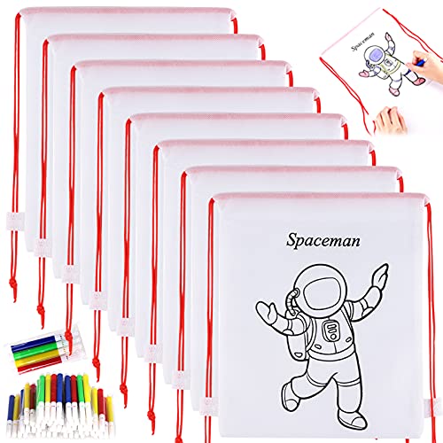 GOLDGE 32pz Kit | 16 Mochilas para Colorear+ 16 Lápices de Color Lavables, 16 Piezas Kit de Mochilas para Colorear y Rotuladores de Colores, para Rotuladores de Regalo niños Fiestas y cumpleaños