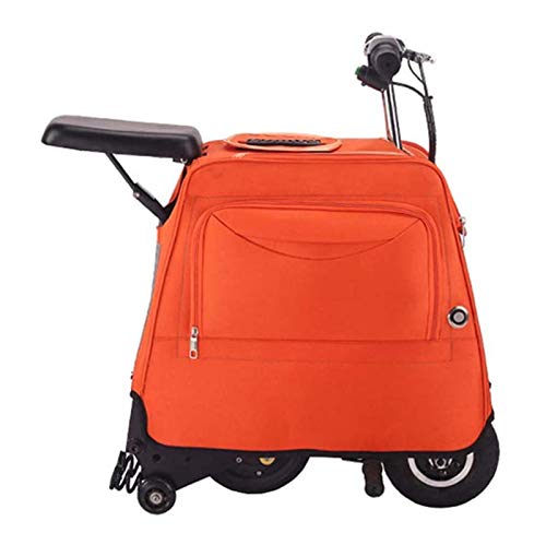 GOLDGOD Scooter Electrico, Batería De Largo Alcance De 25 Km Maleta Scooter Smart Trolley Case Puede Sentarse Viaje Llevar Equipaje Scooter Eléctrico Ultraligero,Naranja,25KM