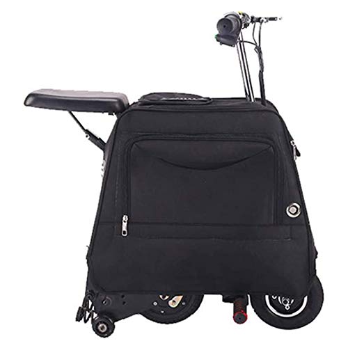 GOLDGOD Scooter Electrico, Batería De Largo Alcance De 25 Km Maleta Scooter Smart Trolley Case Puede Sentarse Viaje Llevar Equipaje Scooter Eléctrico Ultraligero,Negro,25KM