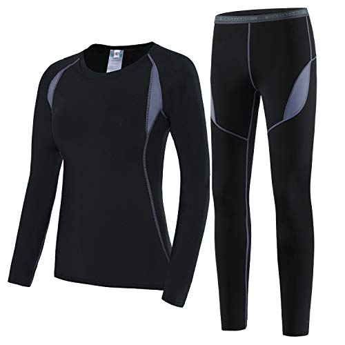 HAINES Ropa Interior Térmica Esqui Mujer Ropa Térmica Interior para Running Montaña Ciclismo Fitness Negro Gr.40