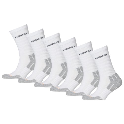 HEAD - Calcetines deportivos (unisex, pack de 6), todo el año, unisex, color blanco, tamaño 35 - 38