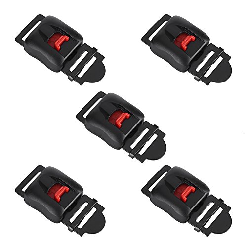 Hebilla de liberación rápida 5pcs, Heavy Duty Motocicleta segura Cascos de bicicleta Clip de velocidad Correa de desconexión Hebilla Negro