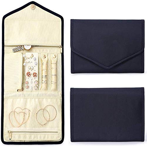 HHYSPA Bolsa De Accesorios De Viaje De Terciopelo Plegable, PortáTil con Ruedas, Bolsa De Almacenamiento De Joyas, PortáTil Y PráCtica para MúLtiples Collares, Aretes, Anillos