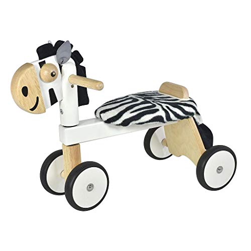 I'm Toy correpasillo zèbre, Bicicleta de 4 Ruedas en Forma Animal, para bebés de 1 año, Blanco y Negro