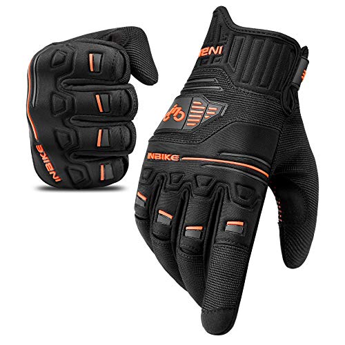 INBIKE Guantes Bicicleta Montaña Bici MTB Protección Largos Ciclismo Hombre Mujer Resistente Invierno Verano Pantalla Táctil Naranja S