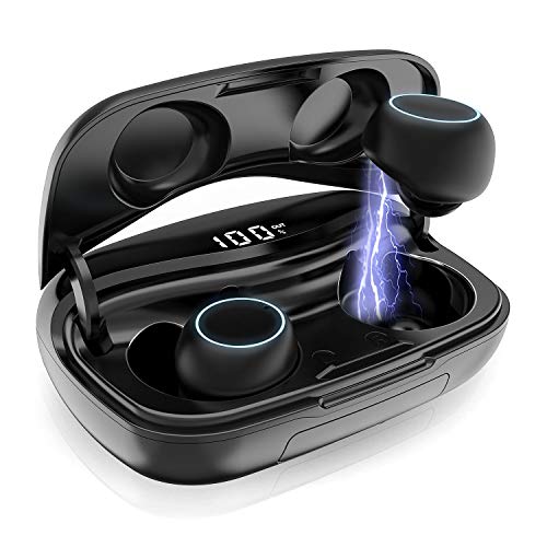 iPosible Auriculares Bluetooth, Auriculares Inalámbricos Mini Twins Estéreo In-Ear Bluetooth 5.0 Sonido Estéreo Auricular con Caja de Carga Portátil y Micrófono Integrado para iOS y Android