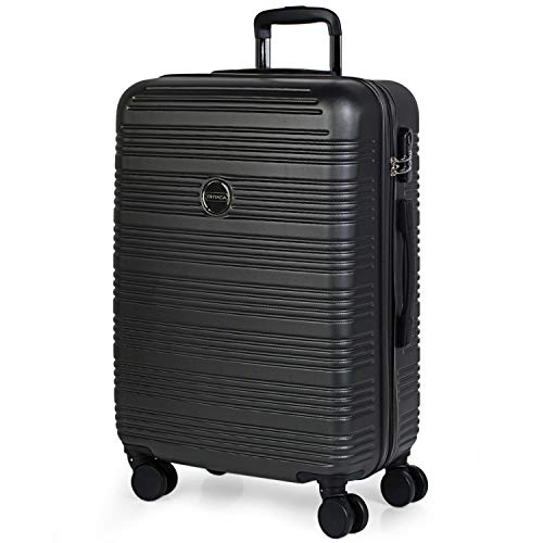 ITACA - Maleta de Viaje Mediana rígida 4 Ruedas Trolley 68 cm de abs. Dura práctica y Ligera. candado. Estudiantes y Profesionales Bonito diseño. t72160, Color Antracita