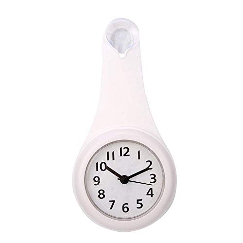 Iwinna Small Wall Clock, Bathroom Clock Waterproof with Hook for Bathroom Kitchen Bedroom(White)