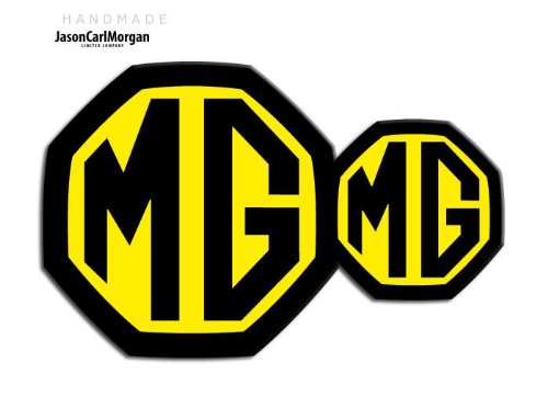 JasonCarlMorgan MG ZR LE500 - Insignias de inserción delantera y trasera (59 mm/95 mm), color negro y amarillo