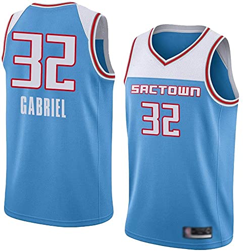 jiaju Ropa Jerseys de Baloncesto para Hombre, Sacramento Reyes # 32 Wenyen Gabriel NBA Uniformes de Baloncesto Tops sin Mangas Camisetas Secado rápido Chalecos Informales, Azul Claro, XXL (185~190cm)