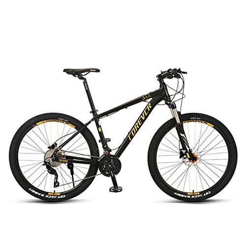 JKCKHA Bicicleta De Montaña, Ruedas De 27,5 Pulgadas, Palancas De Cambio De 30 Velocidades, Cuadro De Aluminio, Suspensión Delantera, Bicicleta De Montaña, Oro Negro,Black Gold