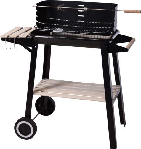 KOOPMAN Barbacoa Carbon Con Ruedas Rectagular Negra