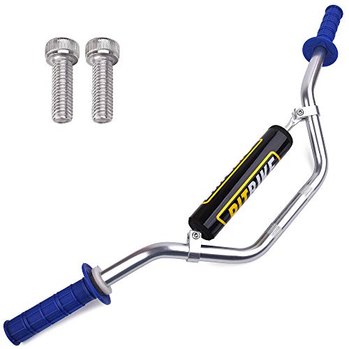 KXF - Manillar plateado de 22 mm + acolchado de espuma + puños azules para CRF YZF KLX RMZ DRZ Pit Dirt Bike Motocross