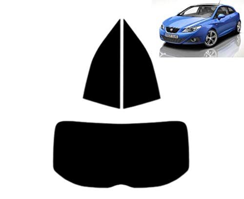 Láminas Solares para Tintar Las Lunas del Coche-Seat Ibiza 3-Puertas Compacto 2008-2013 Ventanas Traseras & Luna Trasera (05% Super Negro)