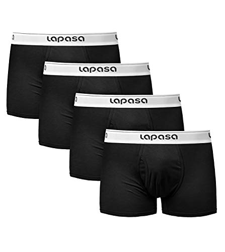 LAPASA Calzoncillos Bóxer Hombre con Abertura Pack de 4/Pack de 2 de Algodón Peinado ELS M03