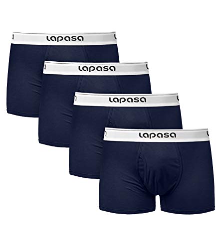 LAPASA Calzoncillos Bóxer Hombre con Abertura Pack de 4/Pack de 2 de Algodón Peinado ELS M03