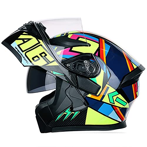 LKOP Casco De Motocicleta Dot ECE Aprobado Casco De Motocicleta Face Motorbike para Competiciones Cruceros Helicópteros Scooters Scooters Mopeds Vehículos Todoterreno A-XXL